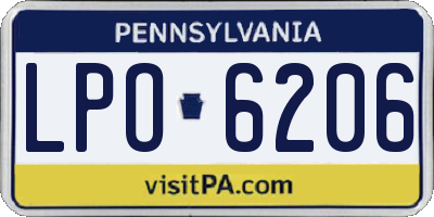PA license plate LPO6206