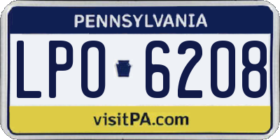 PA license plate LPO6208