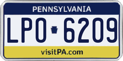 PA license plate LPO6209