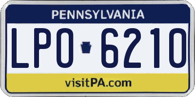 PA license plate LPO6210