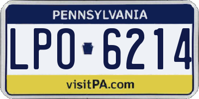 PA license plate LPO6214