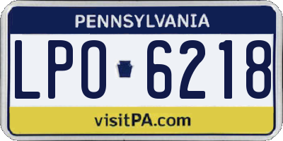 PA license plate LPO6218