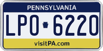 PA license plate LPO6220