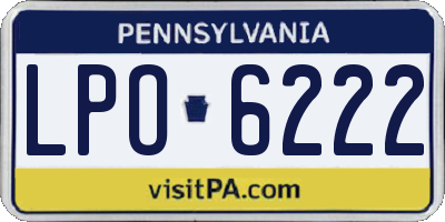 PA license plate LPO6222