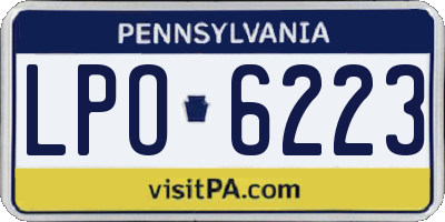 PA license plate LPO6223