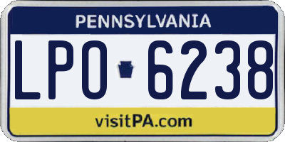 PA license plate LPO6238