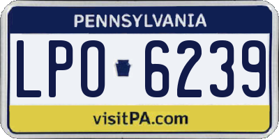 PA license plate LPO6239