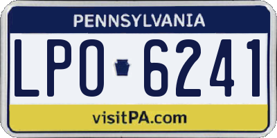 PA license plate LPO6241