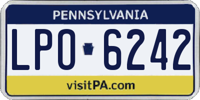PA license plate LPO6242