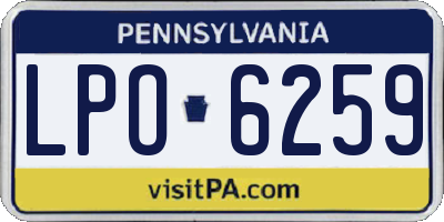 PA license plate LPO6259