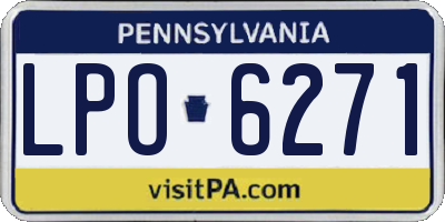 PA license plate LPO6271
