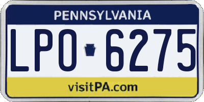 PA license plate LPO6275