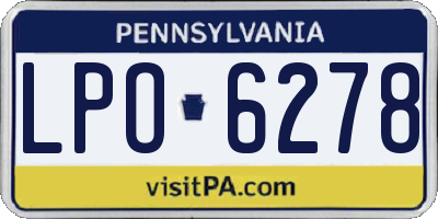 PA license plate LPO6278
