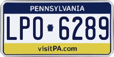 PA license plate LPO6289