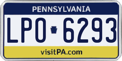 PA license plate LPO6293