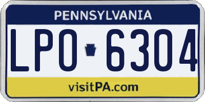 PA license plate LPO6304