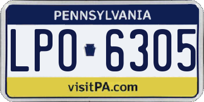 PA license plate LPO6305