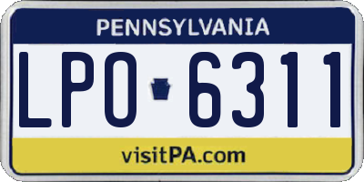 PA license plate LPO6311