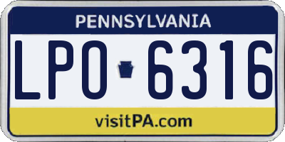 PA license plate LPO6316