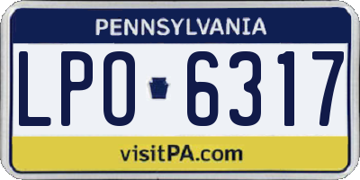 PA license plate LPO6317