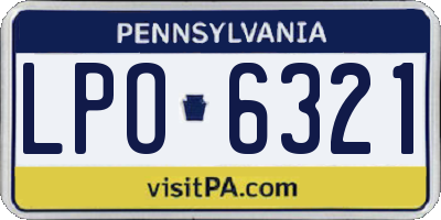 PA license plate LPO6321