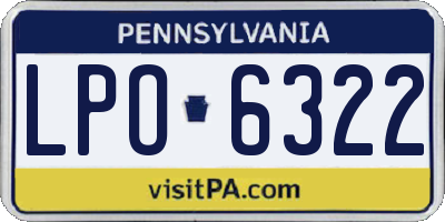 PA license plate LPO6322