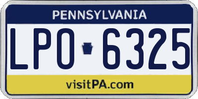 PA license plate LPO6325