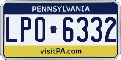PA license plate LPO6332