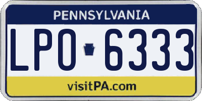 PA license plate LPO6333