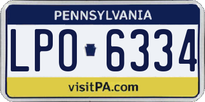 PA license plate LPO6334