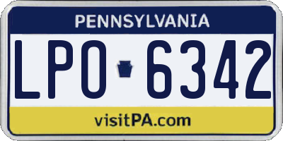 PA license plate LPO6342