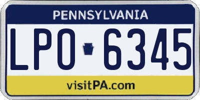 PA license plate LPO6345