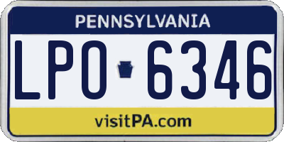 PA license plate LPO6346