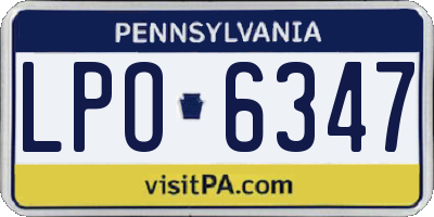 PA license plate LPO6347