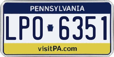 PA license plate LPO6351
