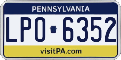 PA license plate LPO6352