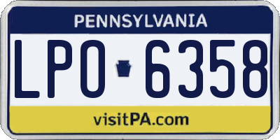PA license plate LPO6358