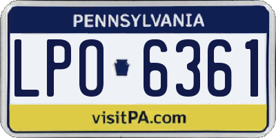 PA license plate LPO6361
