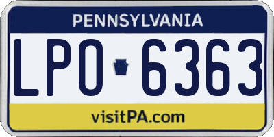 PA license plate LPO6363
