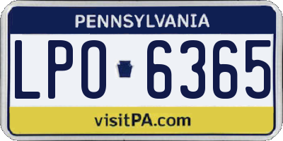 PA license plate LPO6365