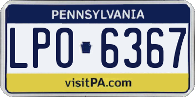 PA license plate LPO6367