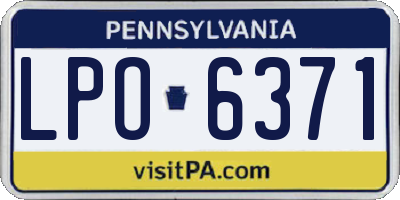 PA license plate LPO6371