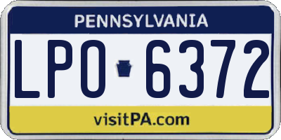 PA license plate LPO6372
