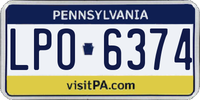 PA license plate LPO6374