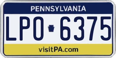 PA license plate LPO6375