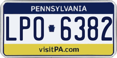 PA license plate LPO6382