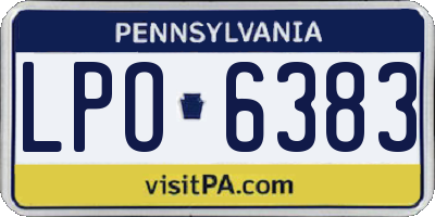 PA license plate LPO6383