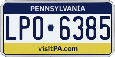 PA license plate LPO6385