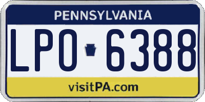 PA license plate LPO6388