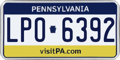 PA license plate LPO6392